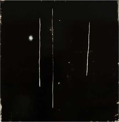 Between Fragments, mixed media on panel, 46 x 45"