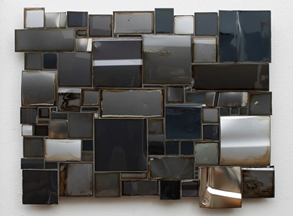 Chop Shop, recycled auto body parts and acrylic on board, 43 x 33 x 2"