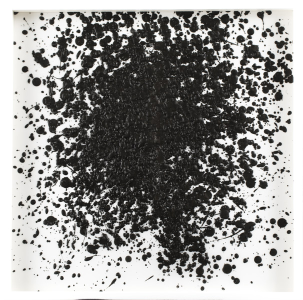 Julie Easton, Blask Drip 01318, beeswax, resin, dye on archival paper, 13.5 x 13.5"