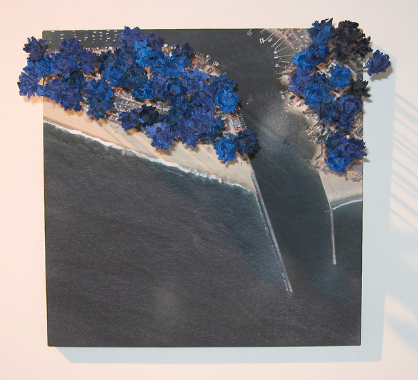 Kim Abeles, Palms and Sea, mixed media, 12 x 12"