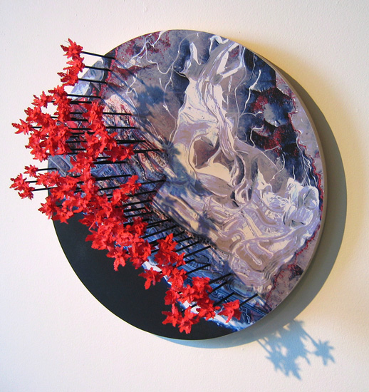 Kim Abeles, Infared Coast, mixed media, 18" diameter