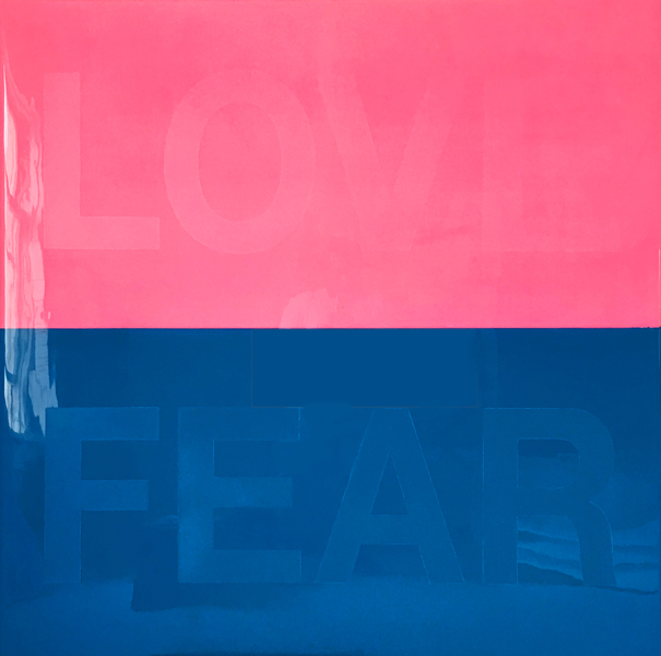 Pierce Meehan, Love Over Fear, EPS foam and tinted resin, 60 x 60"
