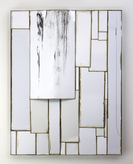 Scott McMillin, Guardrail, upcycled auto body parts, and automotive paint on board, 47 x 36 x 2”