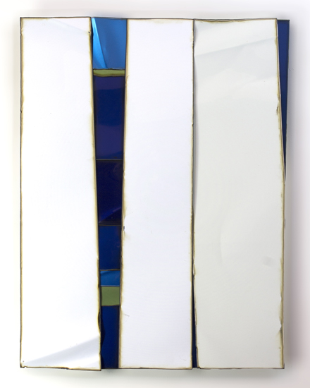 Scott McMillin,Pass at Own Risk, car parts and automotive paint on aluminum panel, 48 x 36"