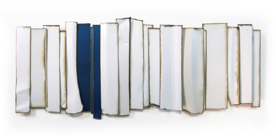 Scott McMillin, Uneven Road Ahead, Car parts and automotive paint on aluminum panel, 21 x 50"