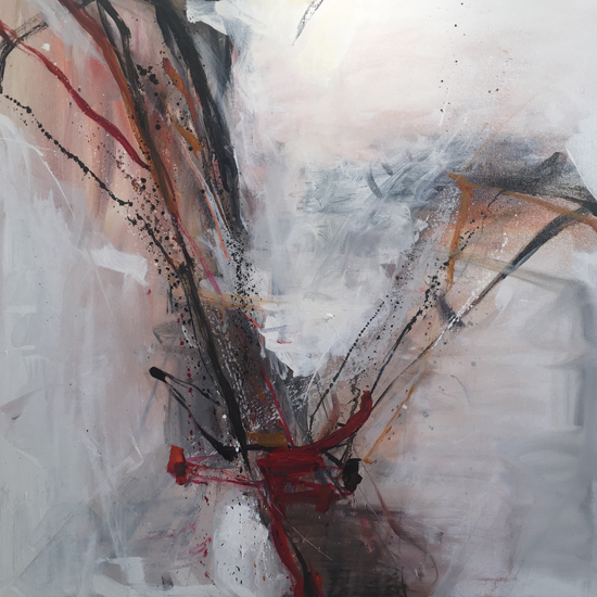 Tom Lieber, Red Ochre Vessel, oil on canvas, 36 x 36"