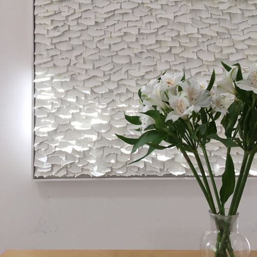 Julie Easton White Drip Painiting detail