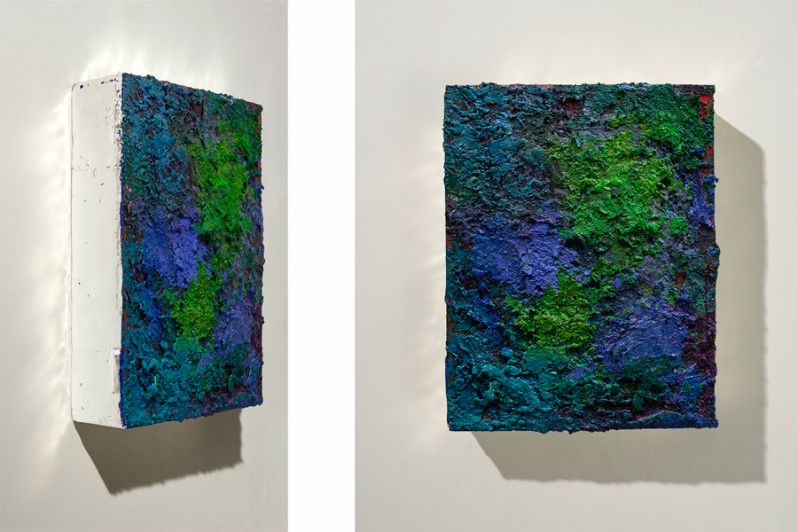 image of artwork by Lawrence Fodor titled Koan Box Cairn Violet Green Blue-Green